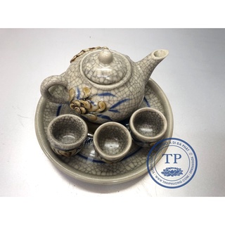 Bộ ấm trà cúng thần tài , cúng gia tiên,cúng tổ công,bằng sứ men rạn kh18415