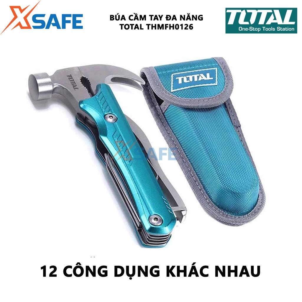 Búa đa năng cầm tay TOTAL THMFH0126 Búa đóng nhổ đinh, kẹp, cắt, bấm khóa cứng, thép Cr-V siêu bền cứng, chống rỉ sét