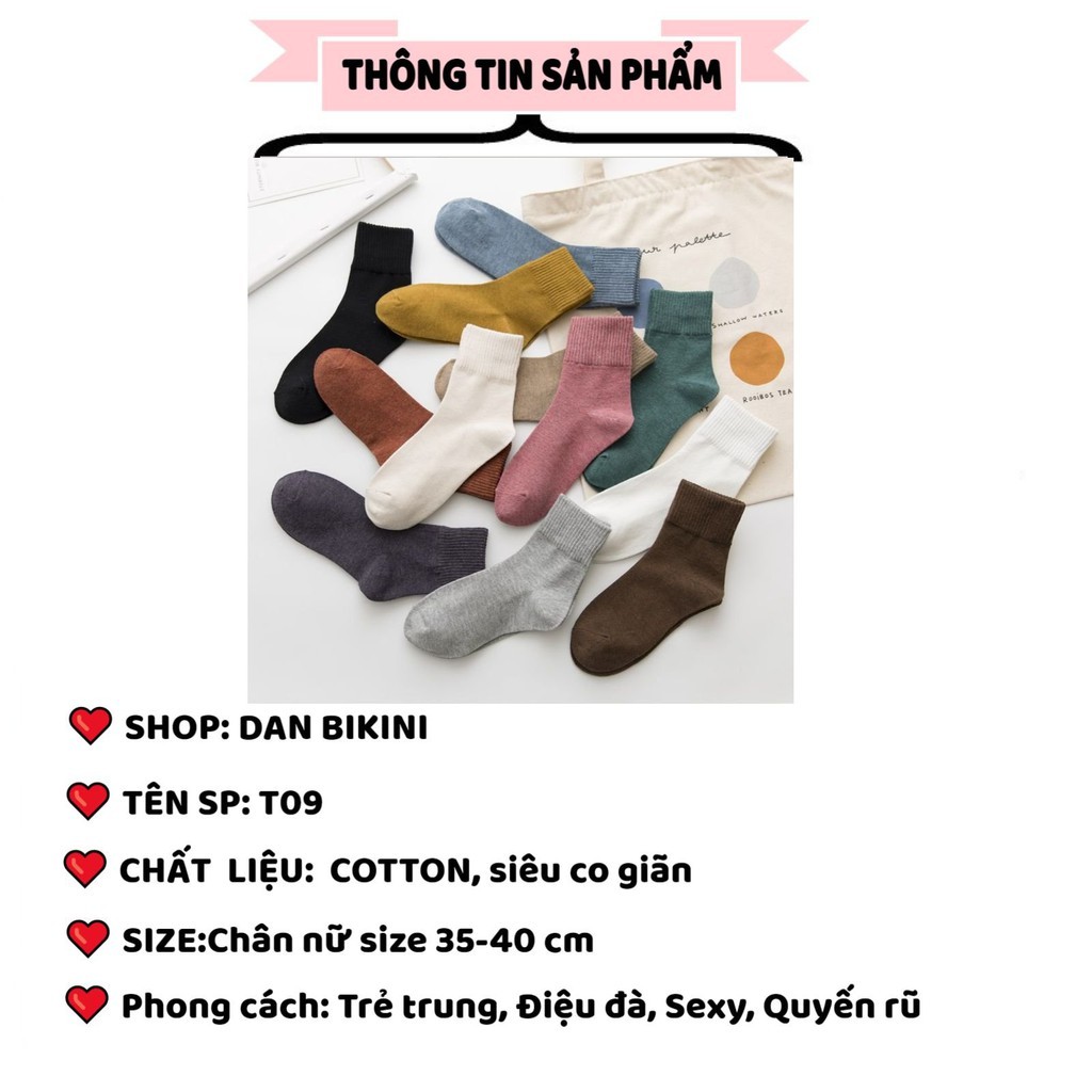 Tất Nữ Cổ Cao Cotton Phong Cách Vintage Hàn Quốc được chọn màu mẫu T09