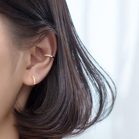 Khuyên Tai Bạc Kẹp Vành AN HI Ear Cuff C Đính Đá EC001