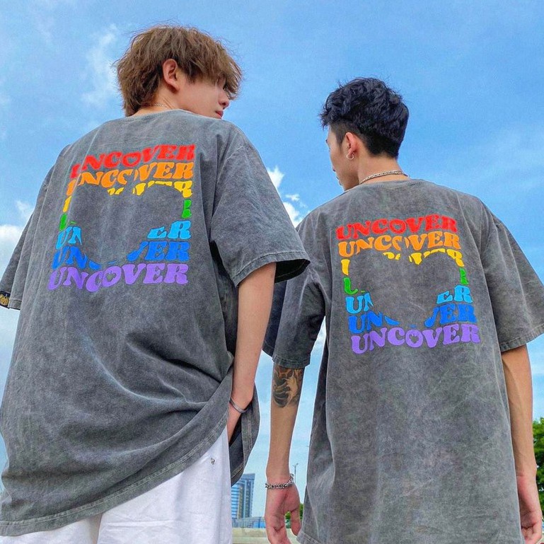 Áo thun UNCOVER 7 màu áo thun wash tee Xám full tag nam nữ Kun shop