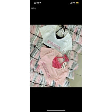 Sét áo cổ tim Croptop (gồm áo ngoài &amp; áo yếm bên trong) A15