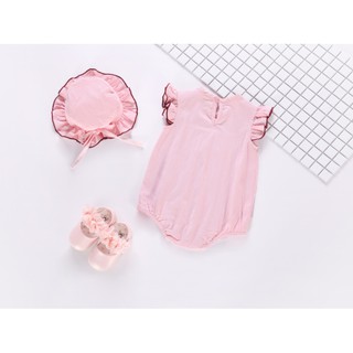 Bộ bé gái - body trắng kèm mũ