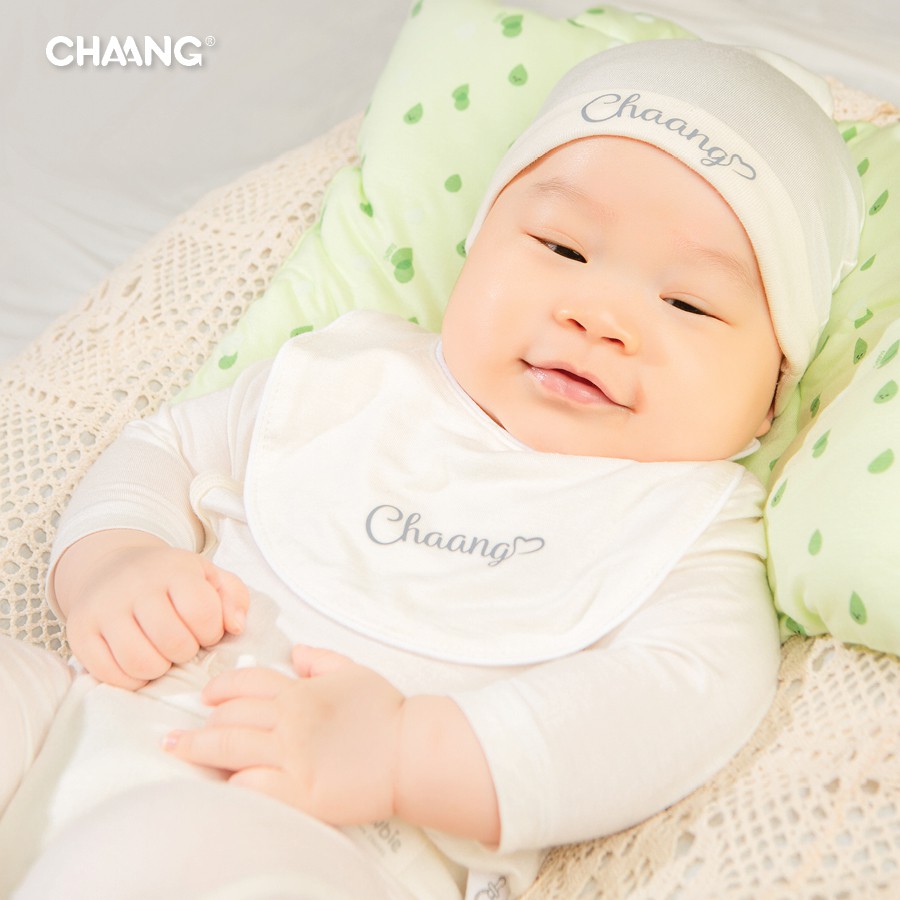 Bộ dài sơ sinh cúc chéo summer trắng CHAANG