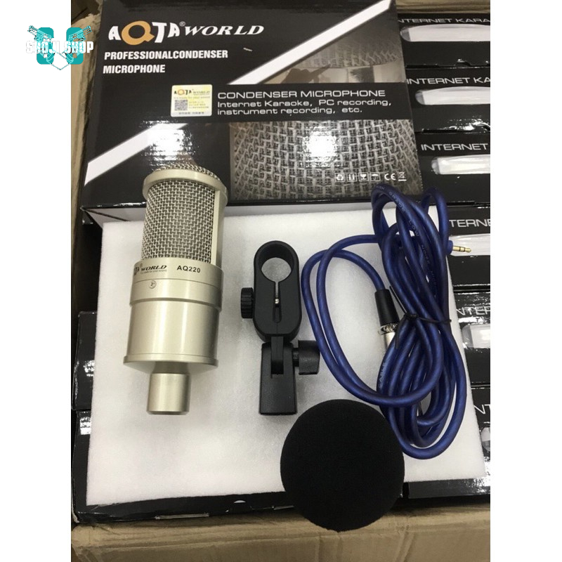 Mic thu âm livestream AQ AQ220 - kèm dây + 12 Tháng BH