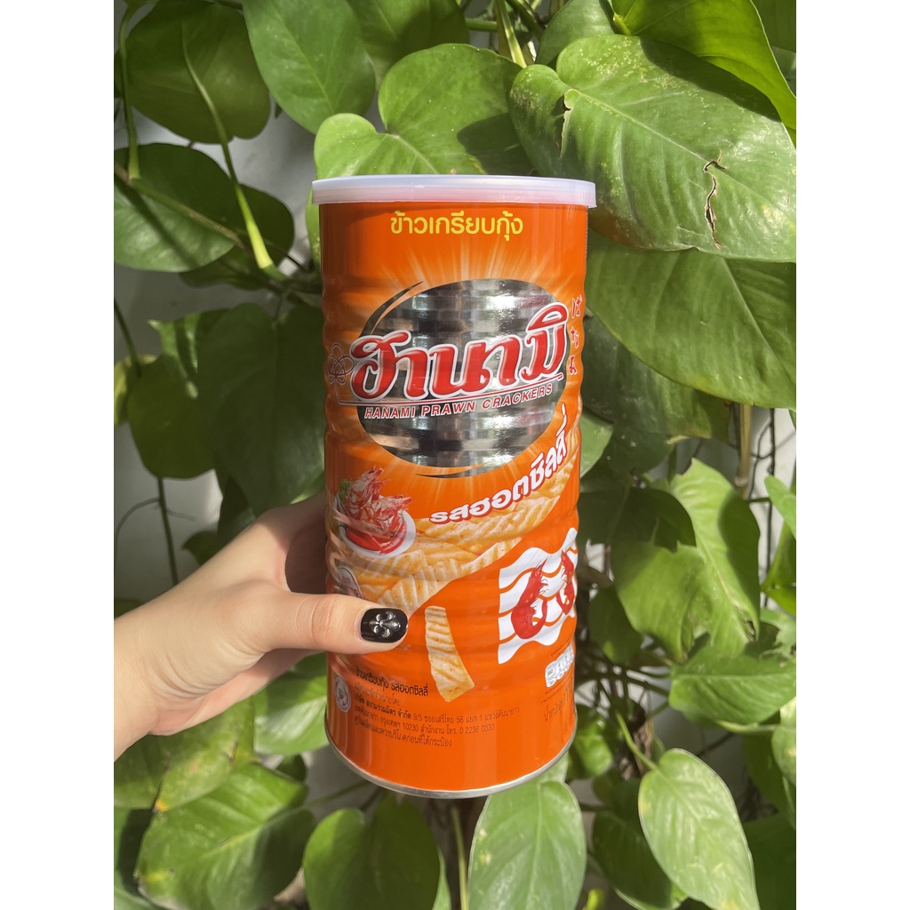 Snack Tôm Hanami Thái Lan Vị Ớt Hanami Prawn Crackers (Lon 110g-cam)