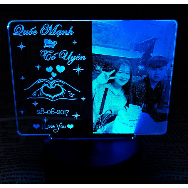 Đèn ngủ led 3d Khung chữ nhật khắc hình ảnh quà tặng theo yêu cầu
