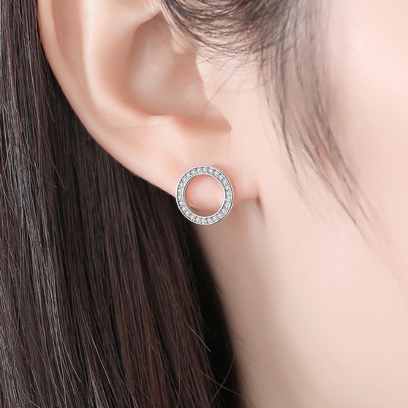Nữ thời trang Hàn Quốc Bông tai Rhinestone Cá tính Bông tai Stud tròn