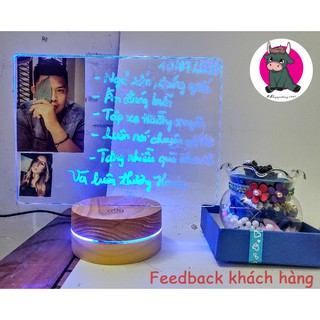 Đèn led 3D kèm bút viết lên kính trong suốt, Kính mica Nhật siêu dày 4mm, viết bảng ghi chú, viết gương