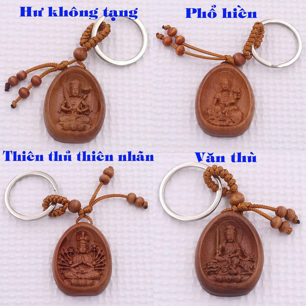 Móc chia khóa Phật Đại nhật như lai gỗ đào, móc chìa khóa Phật bản mênh