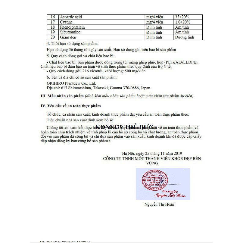 VIÊN GIẤM ĐEN GIẢM CÂN ORIHIRO NHẬT BẢN