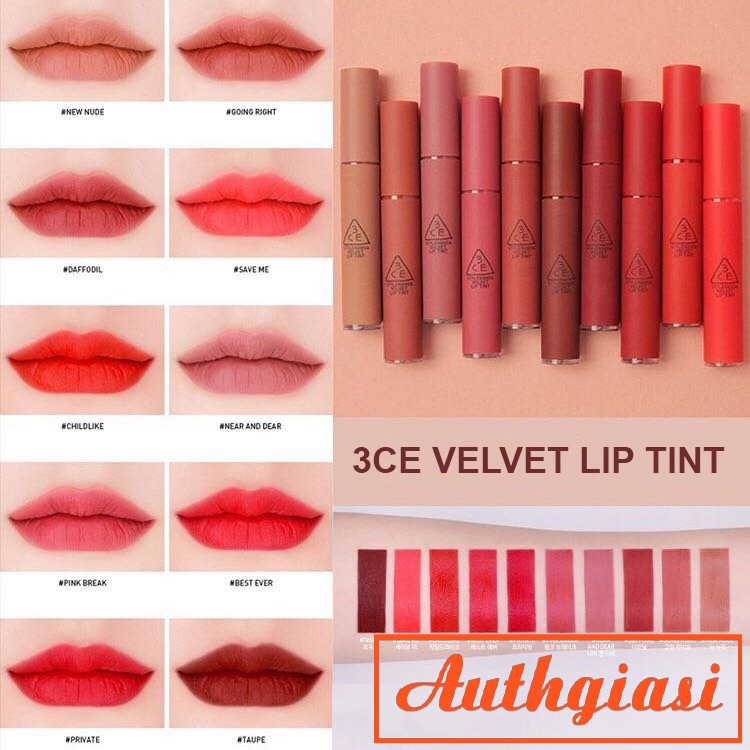 Son kem lì 3CE Stylenanda Velvet Lip Tint nhiều màu Siêu Hot | Thế Giới Skin Care