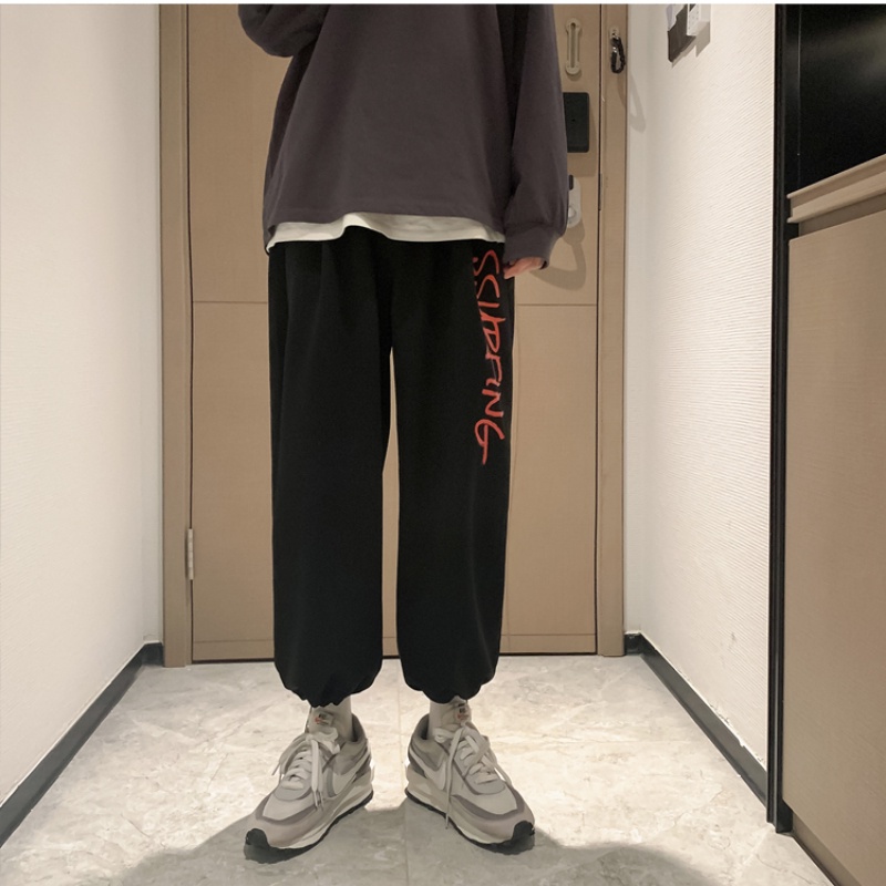 Quần thể thao ống rộng in họa tiết cổ điển thời trang cho nam M-8XL