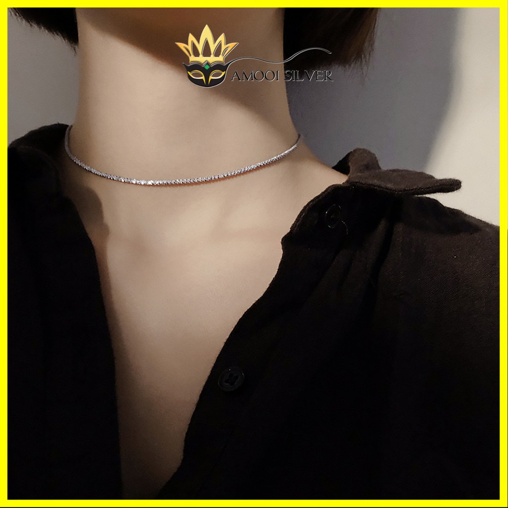 Dây chuyền choker bạc S925 sequin dây rút - Amooi Silver AD69