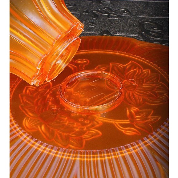 Đĩa hoa quả ban thờ, đĩa trái cây thờ cúng, chất liệu nhựa cao cấp mô phỏng thuỷ tinh, bề rộng 22cm đựng 5 quả to