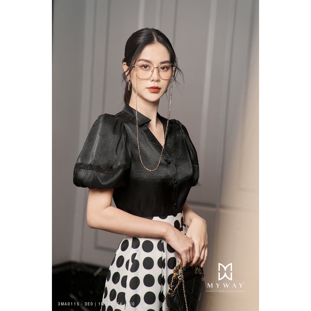 Chân Váy Nữ Công Sở MY WAY Họa Tiết Chấm Bi Cao Cấp 1MCXB274