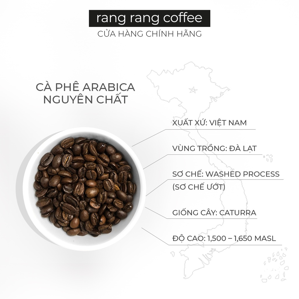 Cà Phê Nguyên Chất Arabica - Vietnam Caturra Rang Rang Coffee 250g và 500g