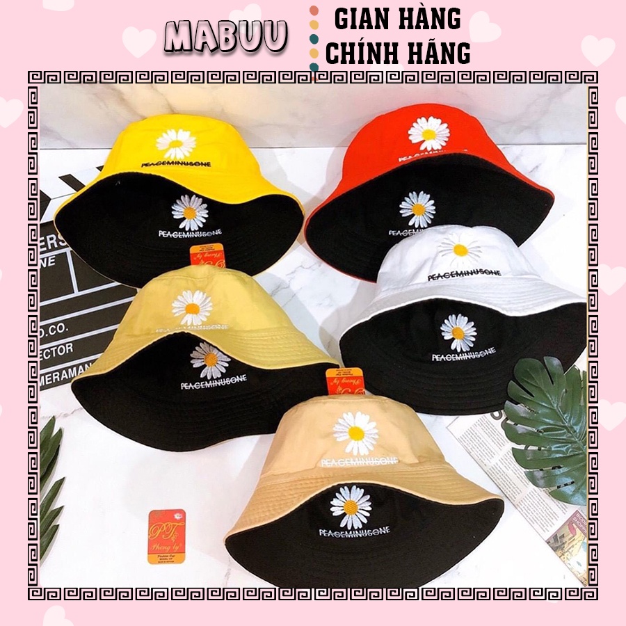 Nón Bucket Hoa Cúc Thêu Chữ/ Mũ Hoa Cúc Tai Bèo Mabuu Store 7015