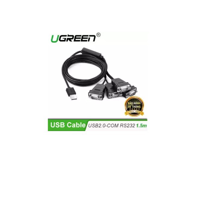 Cáp USB to RS232 Chính Hãng Ugreen 30770 US229 (USB 2.0 to 4 Com 9 kim) dài 1.5met