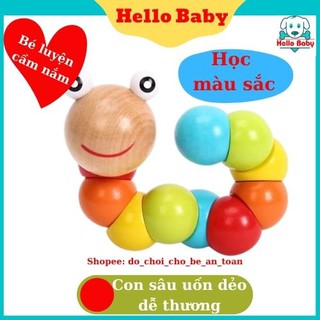 Đồ chơi trẻ em 💖 FREESHIP Từ 250K 💖 Đồ chơi con sâu gỗ uốn dẻo nhiều màu sắc đáng yêu cho bé