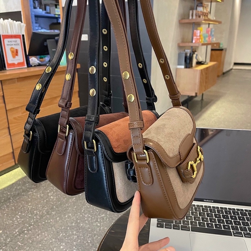 Túi Hà Hồ phối da lộn hàng Quảng Châu không hộp