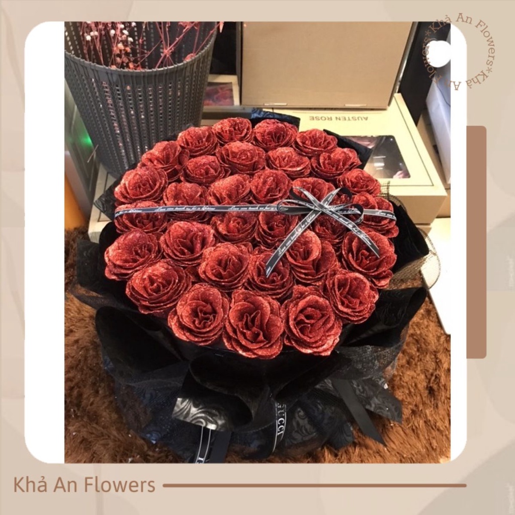 [Quà Valentine - Hot] Bó hoa Nhũ vĩnh cửu 35 bông cực đẹp, to. Khách HN đặt qua Nowship nhận sau 1-2h