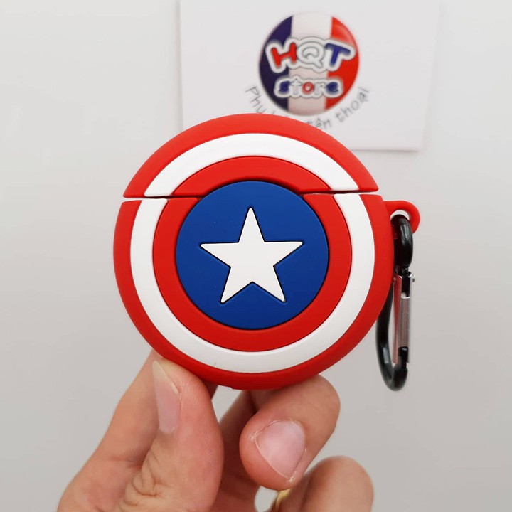 [Mã ELFLASH5 giảm 20K đơn 50K] Ốp Silicon Case Khiên Captain America cho tai nghe Airpods 1 / 2