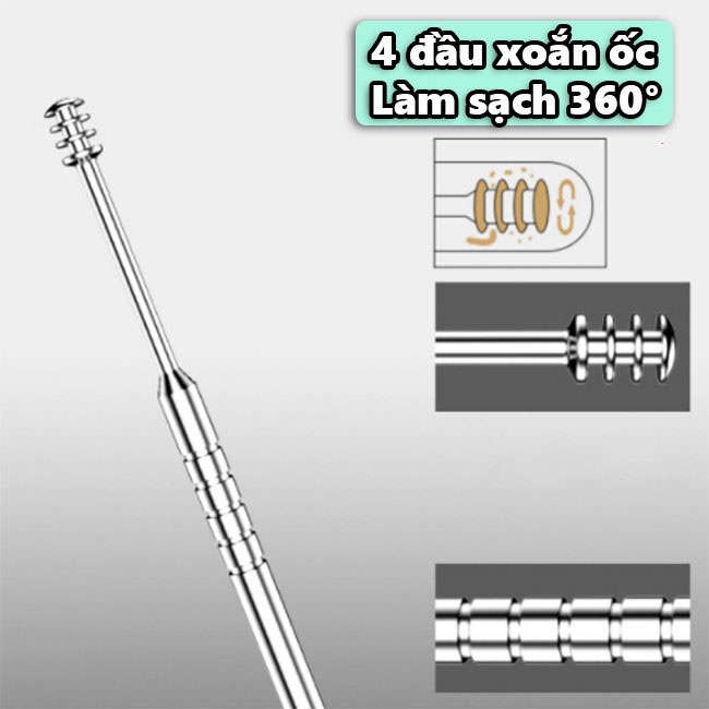 Bộ Lấy Ráy Tai Chuyên NEMI Nghiệp 6 Món, Dụng Cụ Làm Sạch Tai Cao Cấp Làm Từ Thép Không Gỉ An Toàn