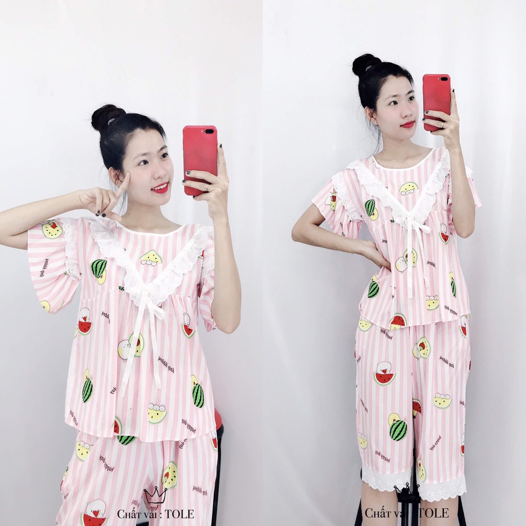 Đồ Ngủ Nữ Pijama Lụa Tole Lửng Mặc Nhà Cá Tính | BigBuy360 - bigbuy360.vn