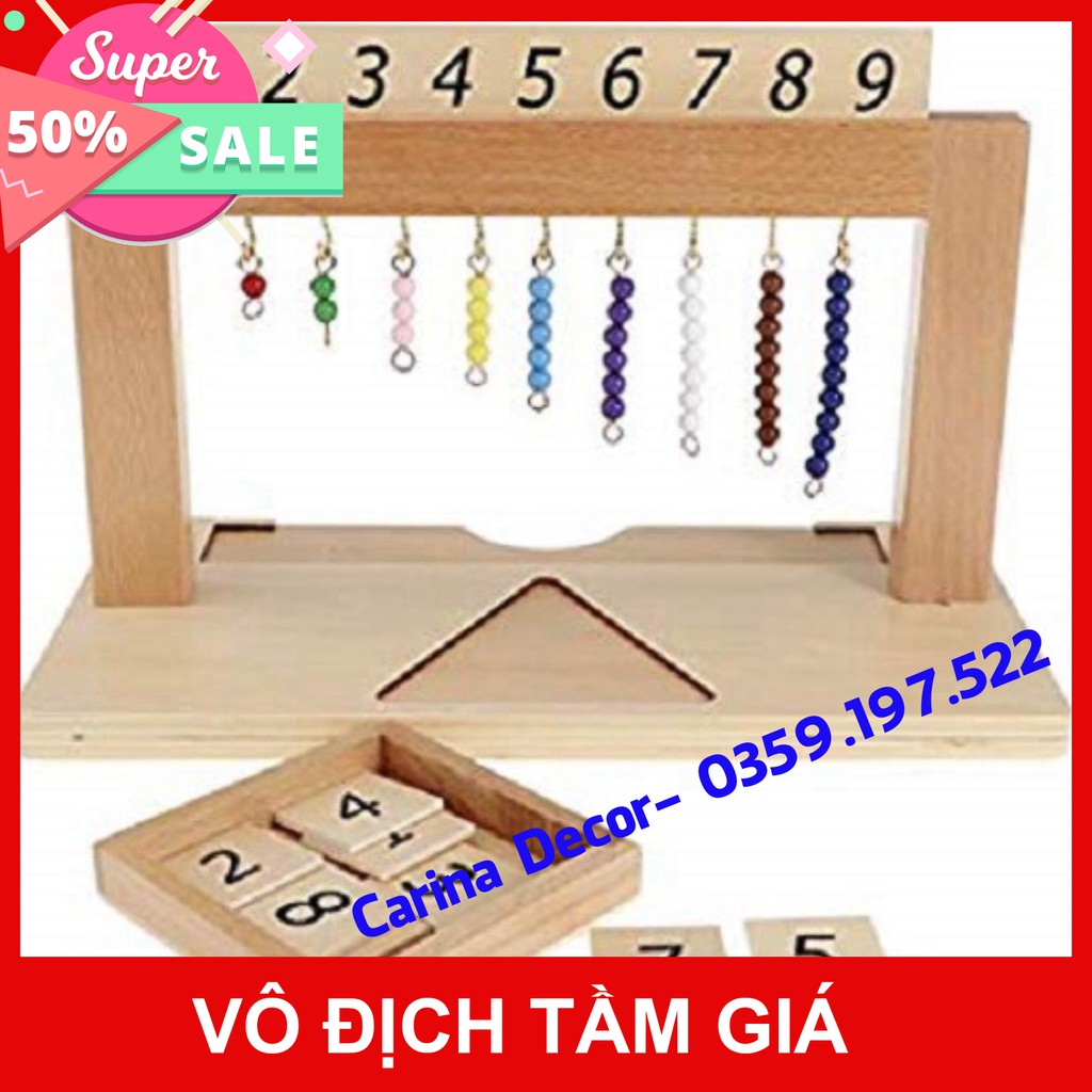 Giáo cụ Montessori bản quốc tế - Giá treo các chuỗi hạt màu từ một tới 9 - Carina Decor