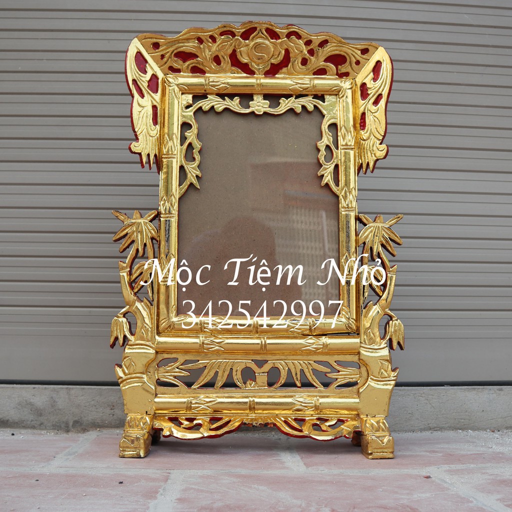 Khung ảnh trúc gỗ mít-Khung ảnh gỗ mít gia tiên 2 cỡ ảnh thờ