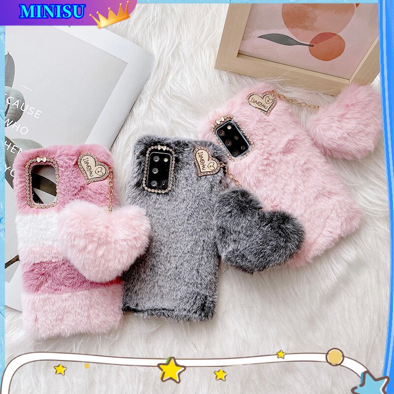 Ốp Điện Thoại Trang Trí Lông Nhung Hình Trái Tim Cho Xiaomi Redmi Note 12 Pro Plus 11 10 9 8 Pro 11S 10S 9S 12S