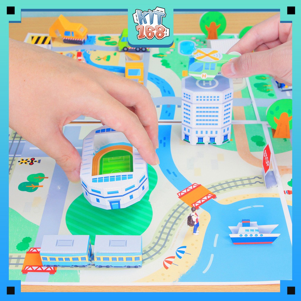 Mô hình giấy kiến trúc Thành phố Mini đơn giản 3