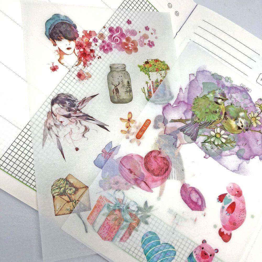 LAKAMIER Bộ 6 Tấm Sticker Dán Trang Trí Sổ Tay Nhật Ký Xinh Xắn