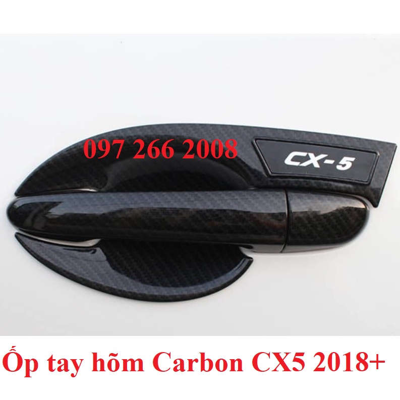 Ốp tay hõm cửa CARBON xe Mazda CX5 2018, 2019, 2020, 2021. 2022 vân cacbon cao cấp