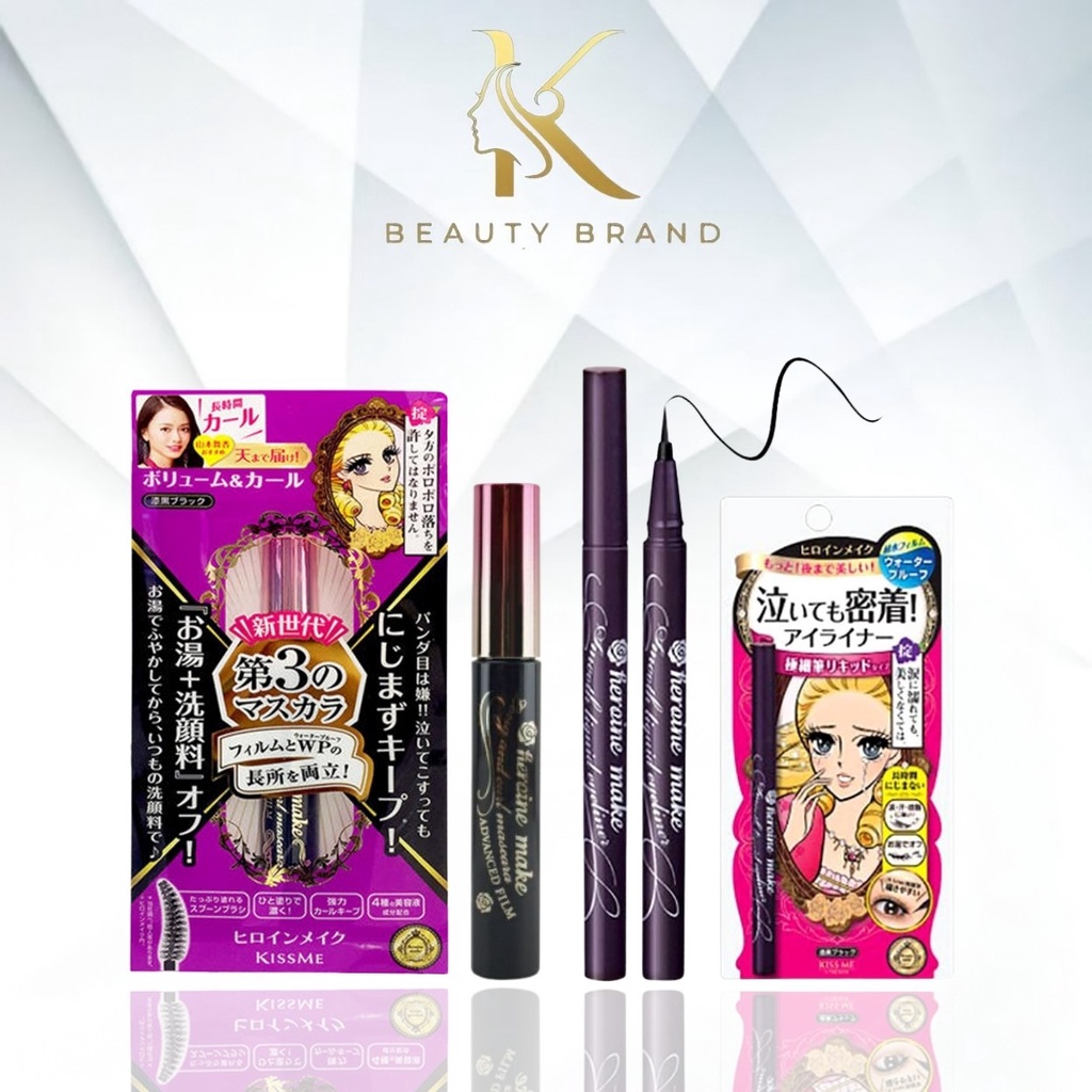 Kẻ Mắt Kiss Me Heroine Make Liquid Eyeliner, Bút kẻ mắt nước Kiss Me Nhật Bản_Mascara Kiss Me, chuốt mi chống nước