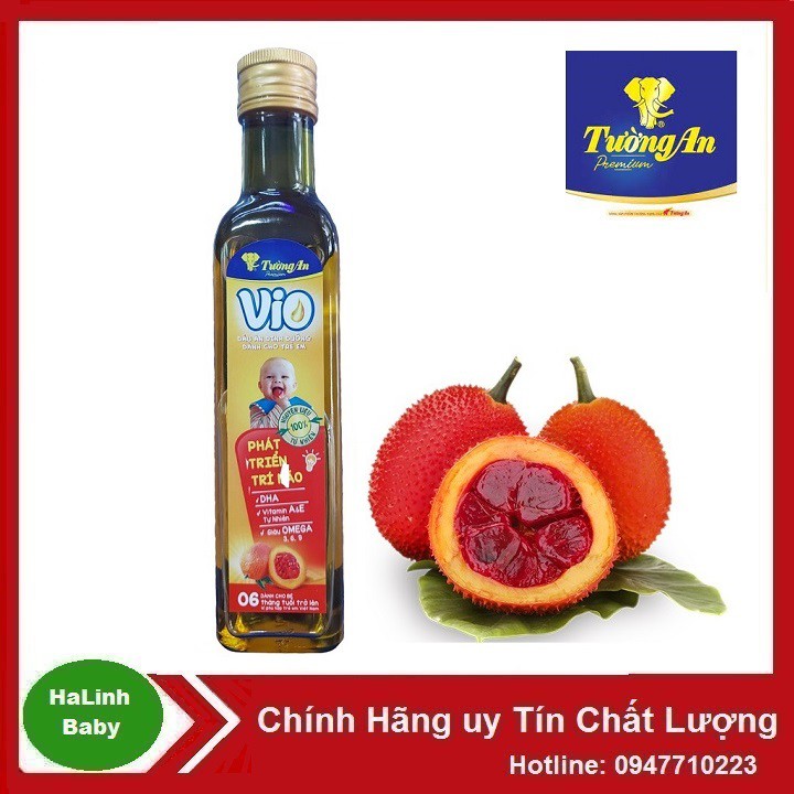 Dầu Gấc Vio Tường an 250ml Dành cho trẻ từ 6 tháng tuổi [Date 2022]