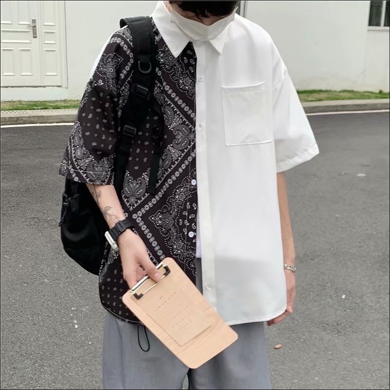 áo sơ mi nam Phối Màu áo sơ mi caro nữ Thời Trang Áo Sơ Mi Ngắn Tay phong cách Hàn Quốc sơ mi nữ form rộng fashion áo sơ mi lụa nam áo sơ mi nữ