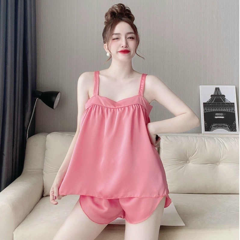 Bộ ngủ Sexy Bộ Đồ Ngủ 2 Dây Mềm Mại Thoải Mái Freesize <65kg