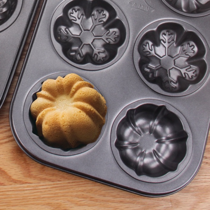 Khuôn nướng bánh cupcake, muffin, rau câu 6 ô loại to dày - T0184