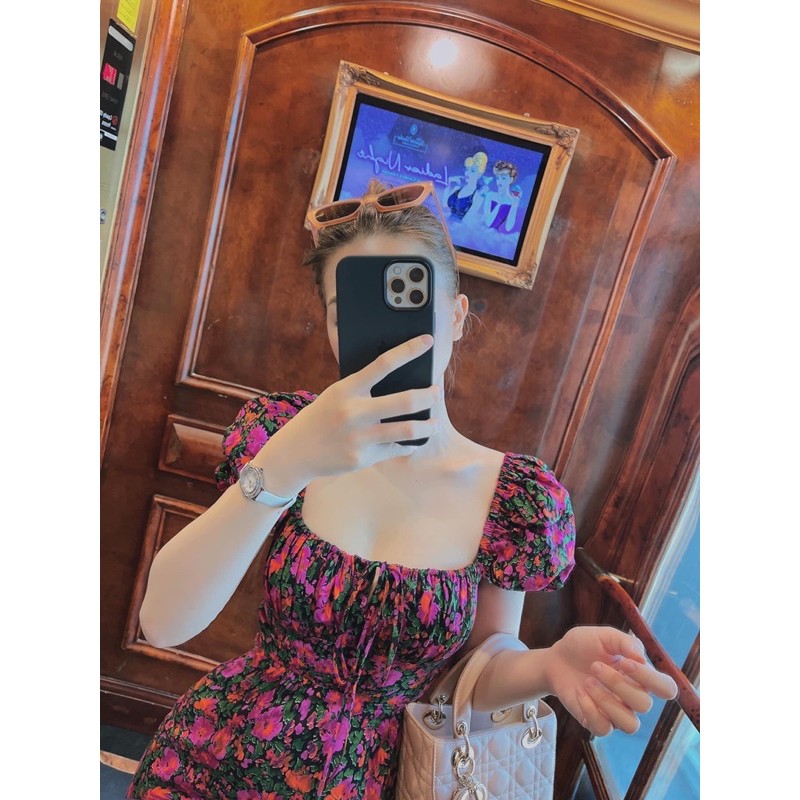 [Sieu Hot] Váy Hoa Hồng Body Cổ Vuông, Đầm Hoa Dáng Ôm Siêu Xinh Có Ảnh Thật Kèm Video | BigBuy360 - bigbuy360.vn