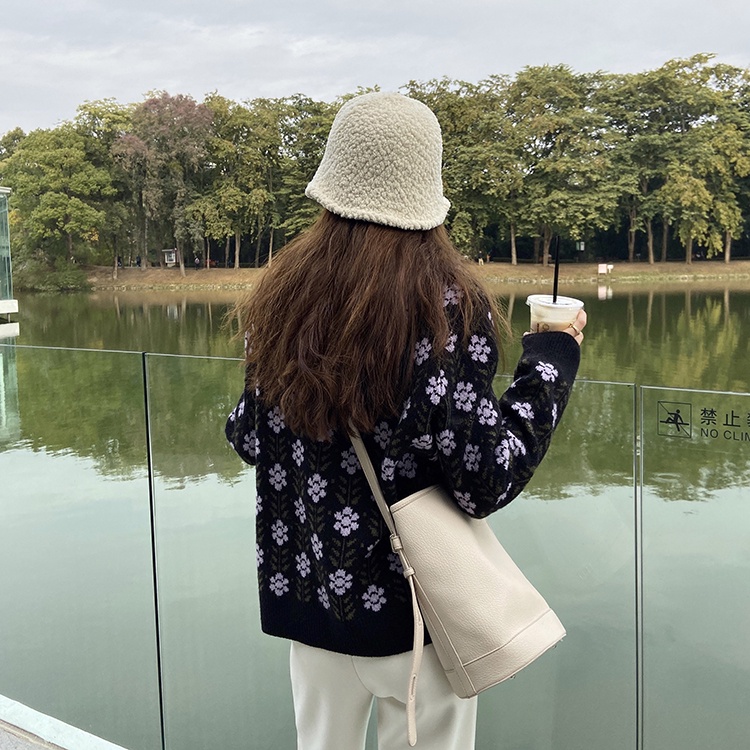 Áo cardigan len nữ họa tiết hoa Quảng châu cao cấp màu đen kem kaki phong cách Hàn quốc vintage dày dặn 2022 Kozoda AC32