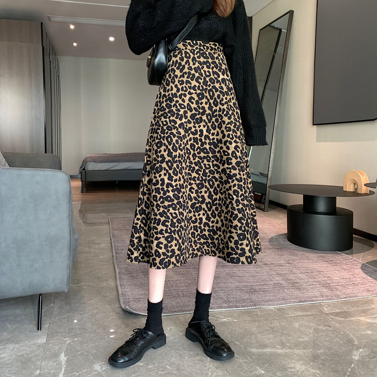 Chân Váy Chữ A Eo Cao Co Giãn In Họa Tiết Da Báo 38463