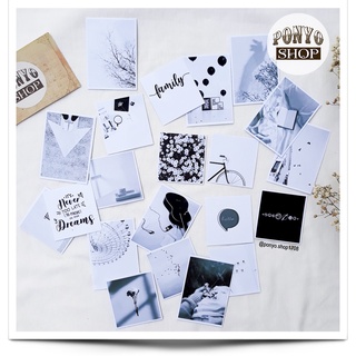 Set 21 sticker nhãn dán ảnh phong cách Instagram (Màu Trắng Đen) trang trí Scrapbook/Planner