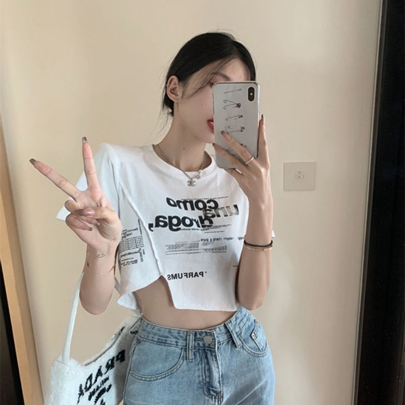 Áo thun IELGY tay ngắn in họa tiết phong cách cổ điển dành cho nữ