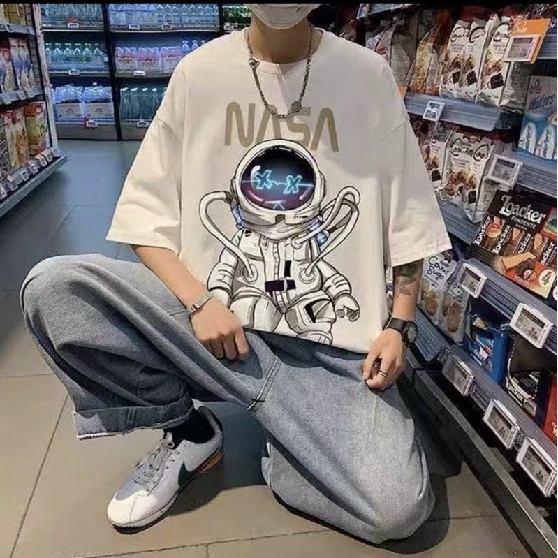 Áo Thun Tay Lỡ Form Rộng Unisex, Áo Phông Form Rộng Nam Nữ NASA mã SHN13 (Kèm Ảnh Thật)