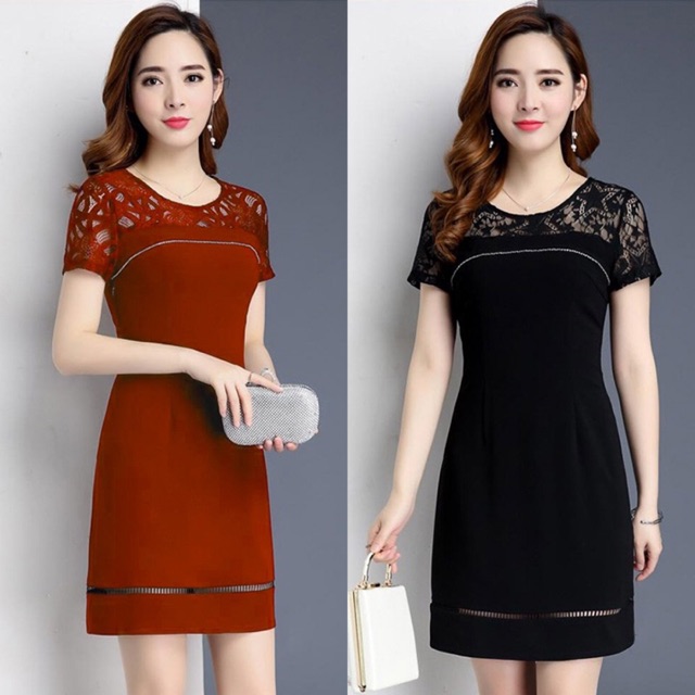 Đầm suông che khuyết điểm phối ren kết hạt size m l xl 2 xl 3xl big size 70kg