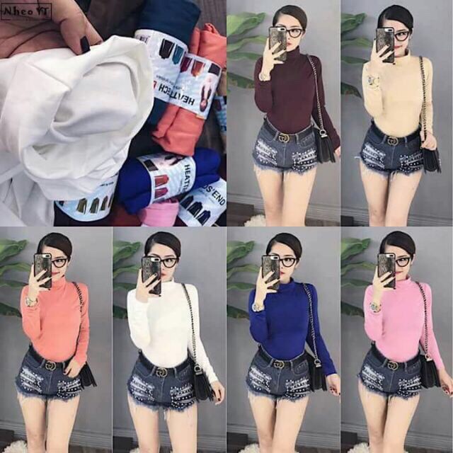 Áo giữ nhiệt nữ LÓT NỈ cổ 3p co giãn tốt