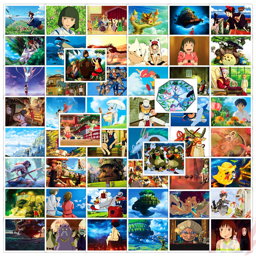 Bộ 50 Miếng Dán Mini Hình Totoro & Spirited Away & Kiki 06