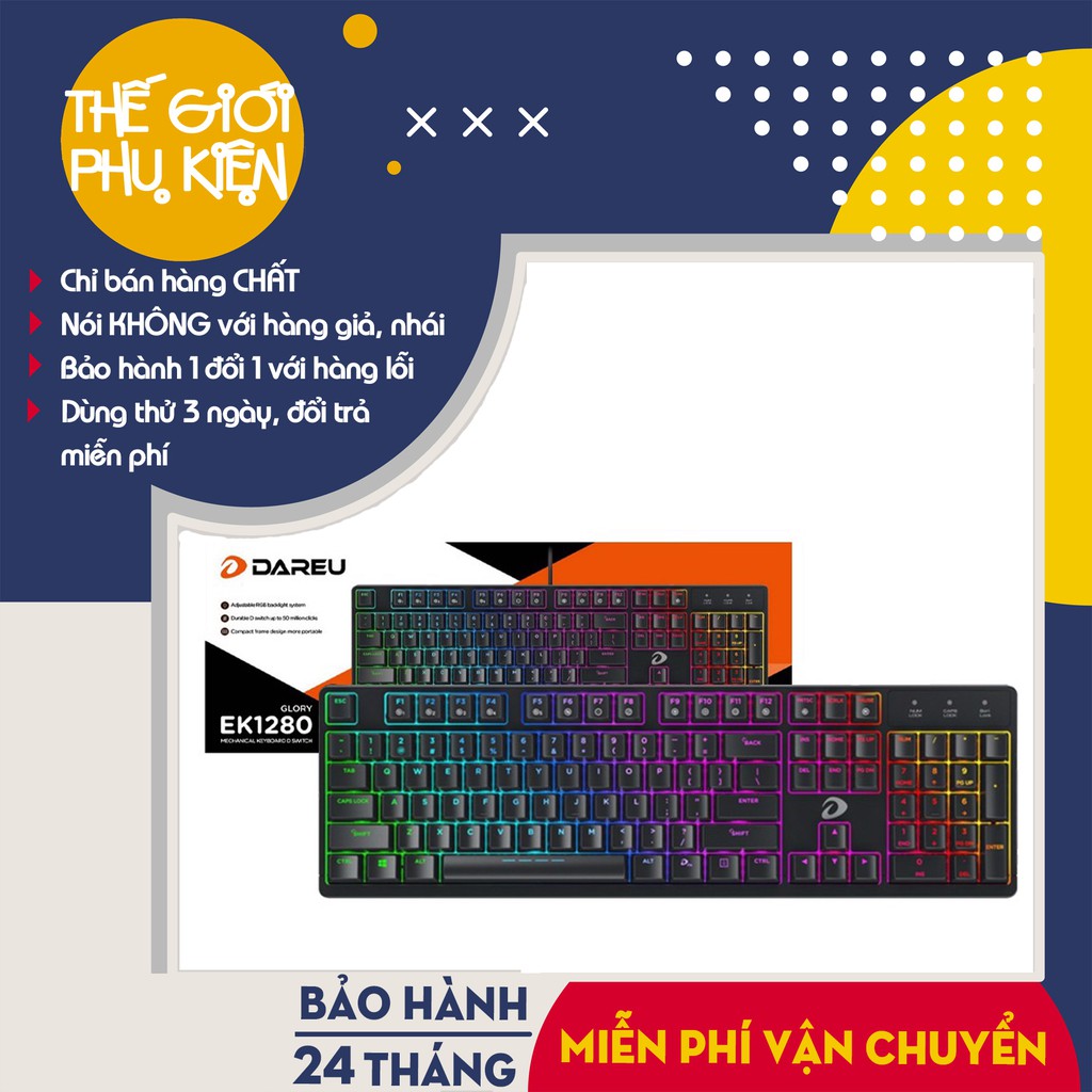 Bàn phím cơ Gaming Dareu EK1280, Bàn phím Game Dareu EK1280 - Bảo hành 24 tháng